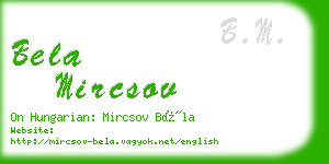 bela mircsov business card